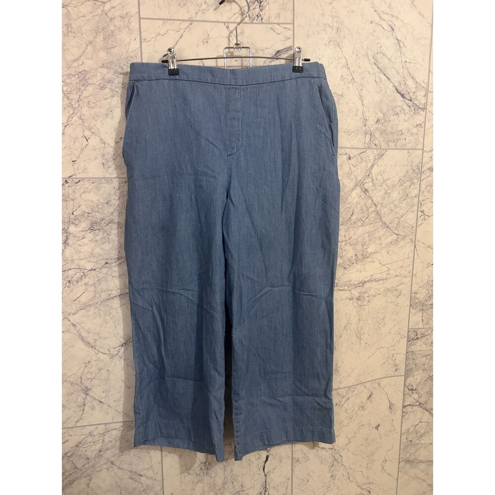 Old Navy	- Chambray Wide Leg Linen Elastic Waist Pants - Size 12
